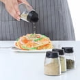thumbnail image 2 of Juego de 4 botellas de vidrio con doble tapa para condimentos, salero, pimentero y vinagrera para barbacoa y cocina (negro)., 2 of 7