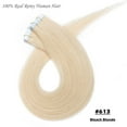 thumbnail image 4 of Benehair Seamless Tape In Remy Human Hair Extensions Russian Skin Weft Full Head Straight 20pcs or 40pcs Blonde, 4 of 13