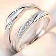 thumbnail image 2 of Anillo de pareja, un par de hombres y mujeres, temperamento de moda simple, anillo de circón con corona, apertura de anillo de diamantes de simulación de boda, 2 of 6