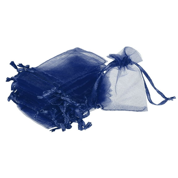 100pcs Organza Bags 2x3 Inch Drawstring Favor Pouches Mesh Bag Navy Blue
