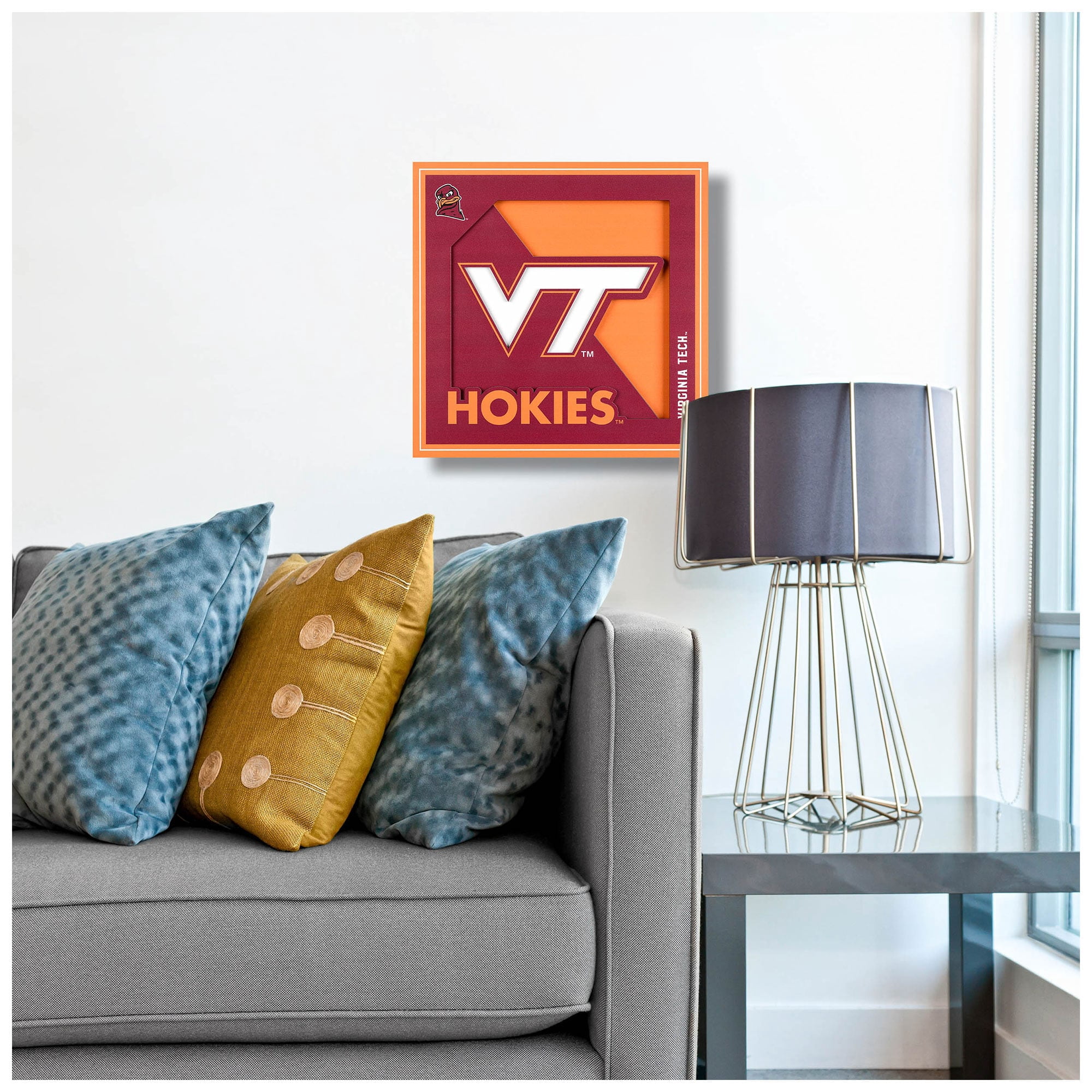 YTFNCVirginiTechHokie3DLogoerieWllrt12X12