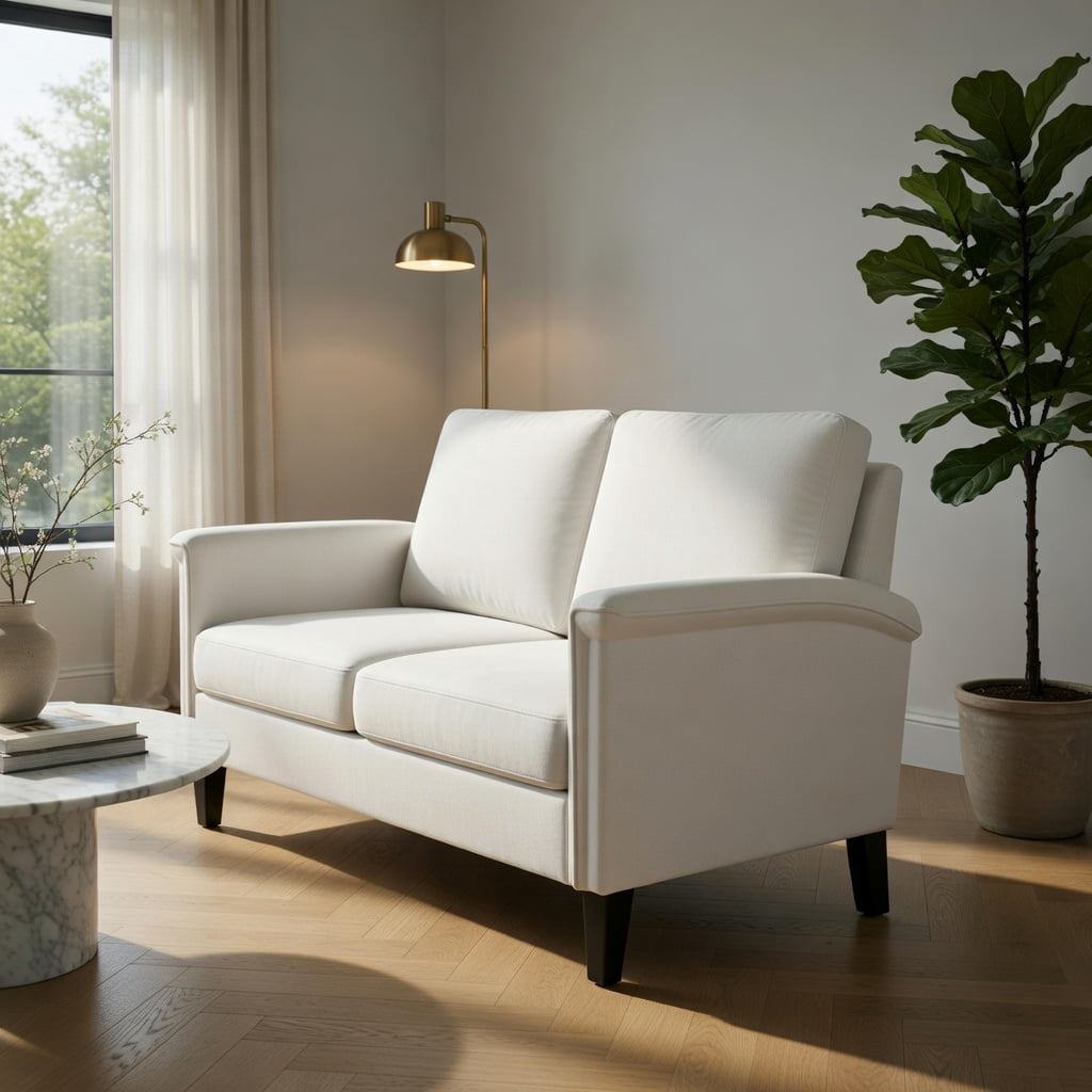 Hommoo Farmhouse Boho Floral Accent Chair, High-Back Linen Armchair with Solid Rubber Wood Legs, 400 lb Capacity, Beige