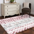 thumbnail image 3 of Area Rugs 2.7'x5', Red Plaid Farmhouse Carpet for Living Room Bedroom Dining Room, Watercolor Cute Country Pigs Checkered Throw Kitchen Rugs Non Slip Washable Rectangle Indoor Outdoor Rugs, 3 of 8