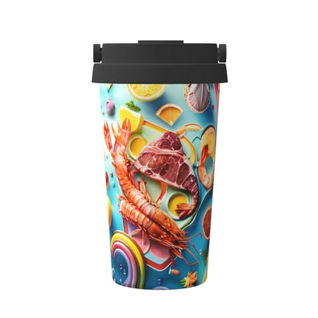 

Junzan Surreal Seafood Extravaganza for Stainless Steel Vacuum Insulated Tumbler - Reusable Insulated Cold Brew Iced Coffee Cup Thermos -Gifts for Women Men Him Her