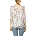 thumbnail image 4 of INSPIRE CHIC Mother's Day Women's Tops 3/4 Sleeves Ruffle Hem Floral Chiffon Shirt Blouses White-Pink Floral 2XL, 4 of 8