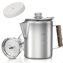 Coffee Percolator with 90pcs Coffee Filters-9 Cup,Stainless Steel Material Camping Coffee Pot,for Home,Camping,1 x Coffee pot 90 x filter,Silver