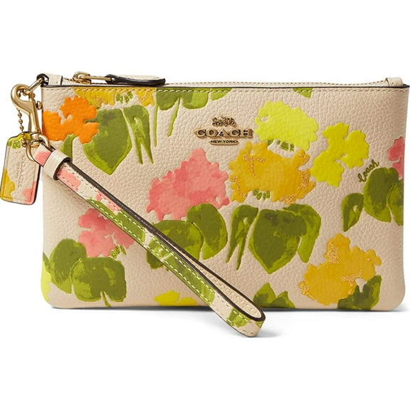 COACH Womens Floral Printed Leather Small Wristlet Multi CC956-B4L38 One Size