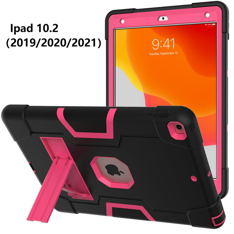 Dteck Case for iPad 9th Generation 10.2-inch,iPad 8th/7th Gen 10.2  Shockproof Rubber Armor 3-Layer Protection Case Hybrid Kickstand Cover with