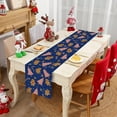 thumbnail image 4 of Gingerbread Christmas Decorations Blue Table Runner Pink Tree Glitter Xmas Winter Candy Cane Holiday Kitchen Dining Merry Christmas Table Decor 13x72 Inch, 4 of 5