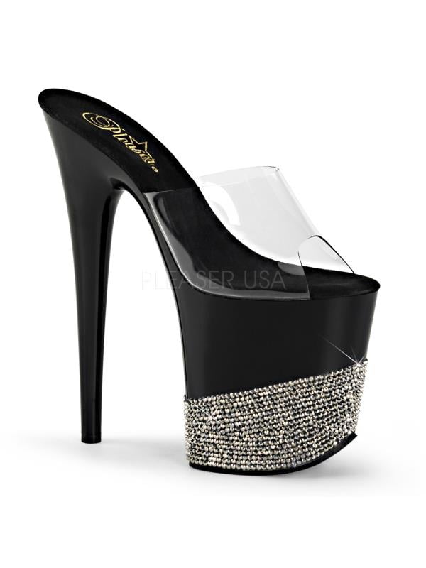 Pleaser Platforms Exotic Dancing 8" Heel Clr/Blk-Pewter RS Size: 5 Pleaser Platforms Exotic Dancing 8" Heel Clr/Blk-Pewter RS Size: 5