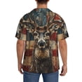 thumbnail image 3 of Uemuo American Flag Deer Art Pattern Cotton Linen Short Sleeve Shirts,Casual Lightweight Button Down Shirts,Vacation Beach Summer Tops-X-Large, 3 of 7