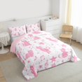 thumbnail image 4 of Manfei Kawaii Pink Kitten Full Size Comforter Sets for Kids, Cute Cartoon Cat Animal Bedding Comforter Set, Musical Note Melody Reversible Bedding Sets, Lightweight Room Decor, 3pcs, 4 of 9