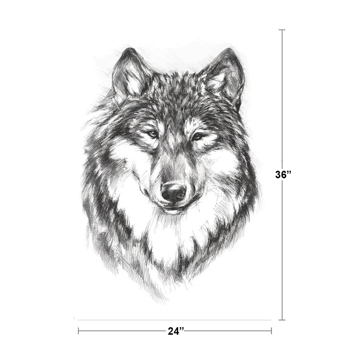 Abstract wolf forest sketch design