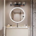 thumbnail image 2 of 27" Rustic 4-Light Vanity Light, Industrial Bathroom Wall Sconce with Glass Shades and Wood Accent, Modern Farmhouse Lighting Fixture (No Bulbs), 2 of 6