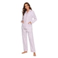 thumbnail image 3 of Apparonia Women's Pajama Sets 100% Cotton Flannel Ladies PJs Button Front Top Drawstring Bottoms Lovely Pink Bloom 3XL, 3 of 7