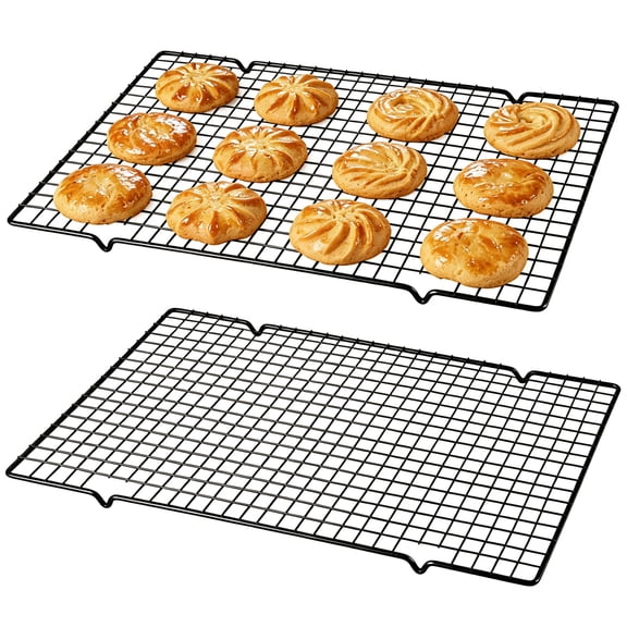 cisilov Cooling Rack for Baking 2-Pack, 10" x 15" Grid Wire Rack, Baking Racks for Oven Cooking, Baking, Grilling, Roasting, Black