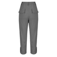 thumbnail image 5 of WAYUTE Womens High Waist Straight Leg Cargo Pants Button Zip Front Patch Pockets Ankle Length Casual Chino Trousers Daily Wear,Dark Gray,3XL, 5 of 5