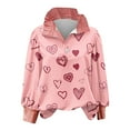 thumbnail image 4 of Valentines Day Shirts Women Long Sleeve Pink Love Heart Print Casual Blouses Cute Cozy Pullover Women Trendy Half Button Stripe Ruffled Stand Collar Business Work Top Button Down Shirts V Neck S-3XL, 4 of 4