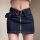 thumbnail image 1 of Minifalda De Mezclilla Mini falda vaquera con cremallera frontal, falda vaquera corta a la moda para chicas picantes (azul S) Cgtredaw Para estrenar, 1 of 1