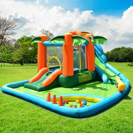 costway inflatable moonwalk slide bounce house with storage bag