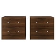 thumbnail image 3 of Home Design Trenton 2-Drawer Nightstand, Set of 2, Modern Side Tables for Bedroom, Brown, 3 of 6