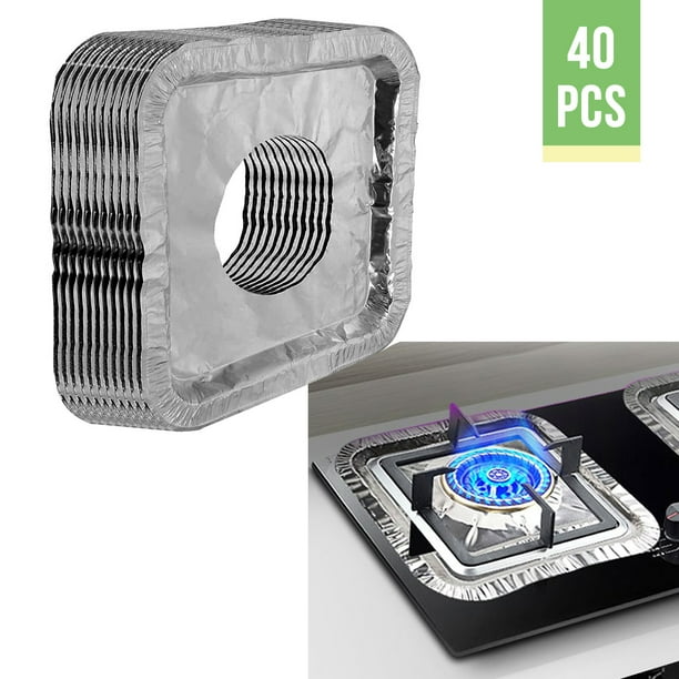 40pcs Aluminum Foil Square Stove Burner Covers, EEEkit Gas Range