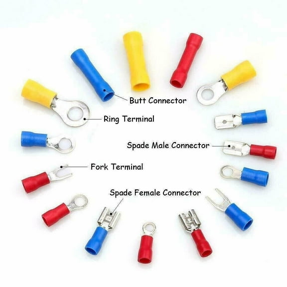 373PCS Insulated Wire Terminal Crimp Connector Ring Butt Spade Fork Terminals