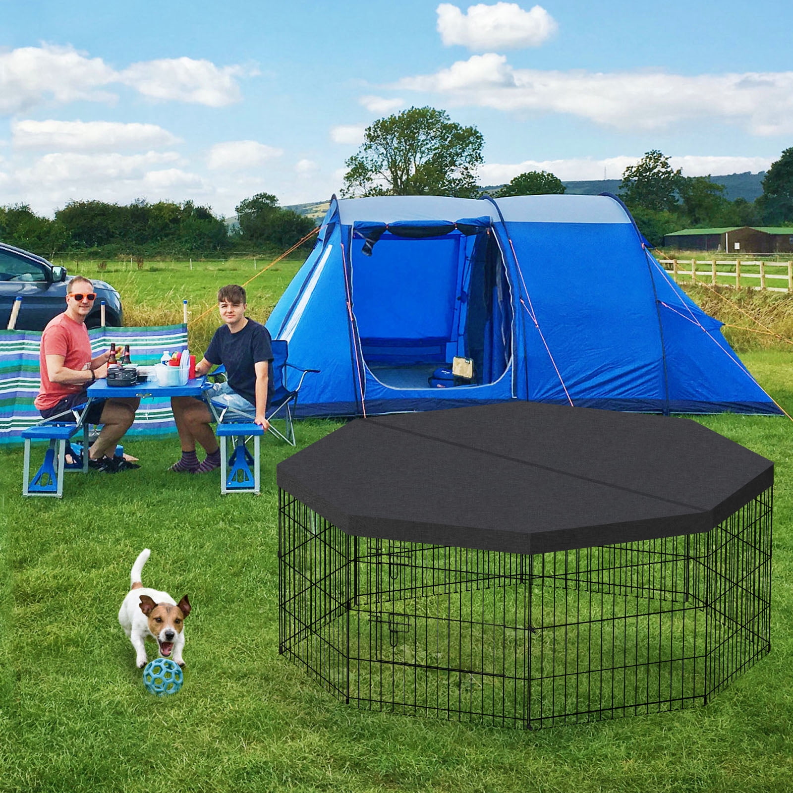 Artmalle Dog Pen Pet Playpen Dog Fence Indoor Foldable Metal Wire Exercise Puppy Play Yard Pet Enclosure Indoor Outdoor 8 Panels 24 Inch with Bottom Pad