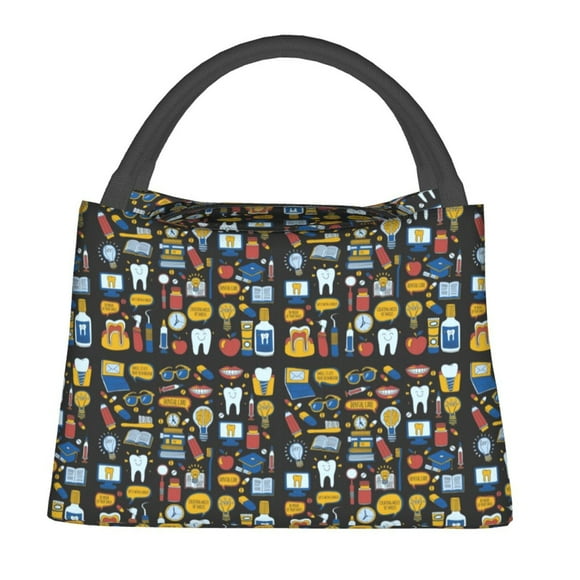 Fotbe Teeth Bolsa Térmica Portátil con Estampado, Bolsa de Entrega de Alimentos Aislada, Bolsa Reutilizable de Gran Capacidad para Comidas y Supermercado