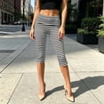 thumbnail image 4 of LIaqionyy Women Capri Pants Low Rise Lightweight Cropped Leggings Knee Length Striped Yoga Pant Workout Bottom, 4 of 7