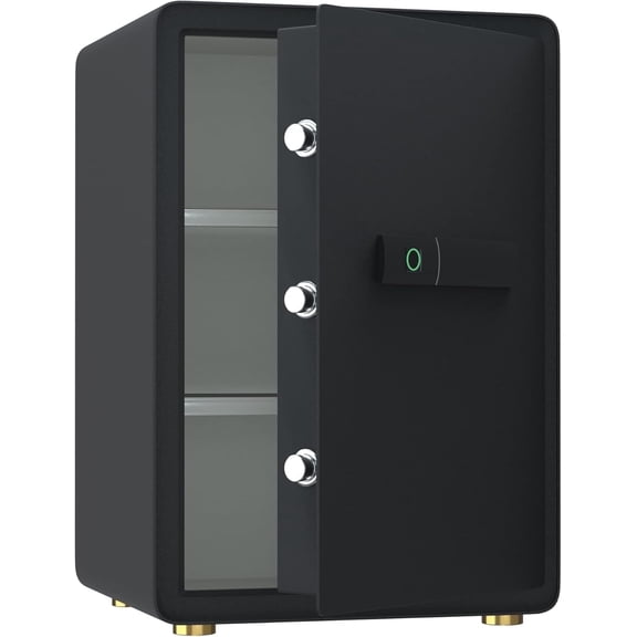 Reliancer 3.4 Cu.ft Biometric Fingerprint Safe Box with Sensor Light, for Home, Office, Black