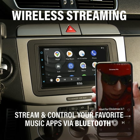 BOSS Audio - 6.75" Wireless Android Auto and Apple CarPlay Multimedia Receiver - Black