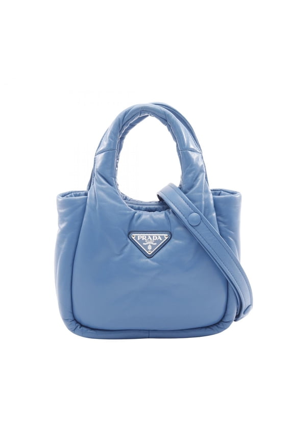 Pre-Owned Prada Padded Handbag, Leather, Women's, Blue, 1BA359 (Good)