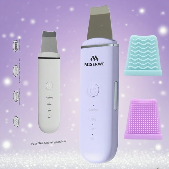 Miserwe Skin Scrubber Face Spatula Skin Spatula Pore Cleaner Blackhead Remover Tools for Facial Deep Cleansing-4 Modes (Purple)