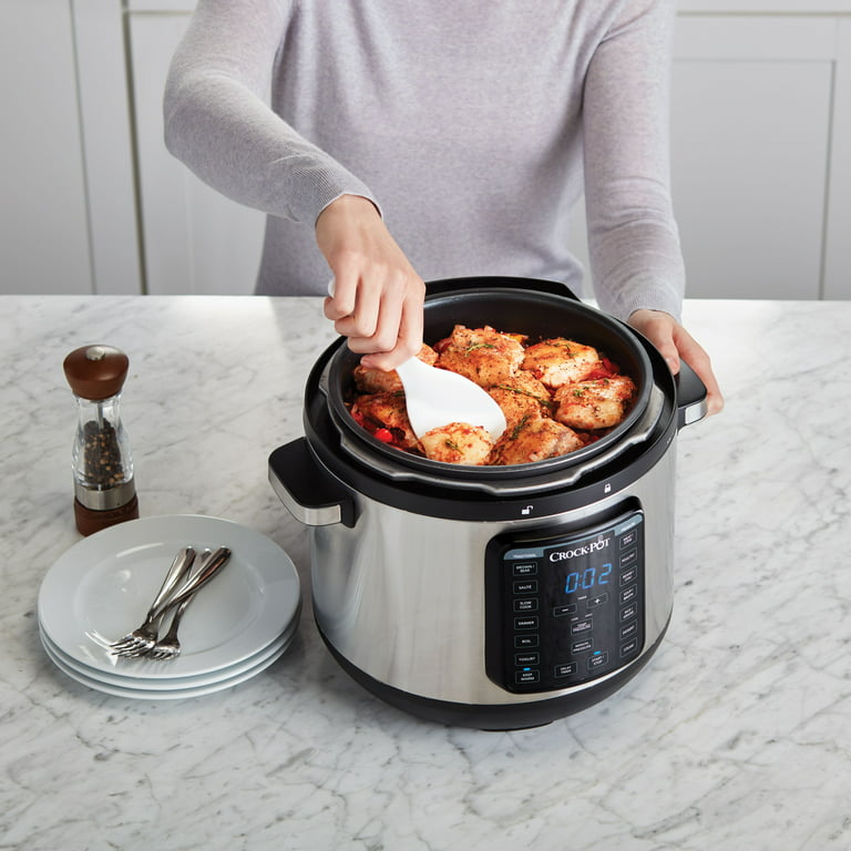 Crock Pot 8 Qt 8-in-1 Multi-use Express Crock Programmable Slow Cooker,  Pressure Cooker, Saute, and Steamer, Stainless Steel 