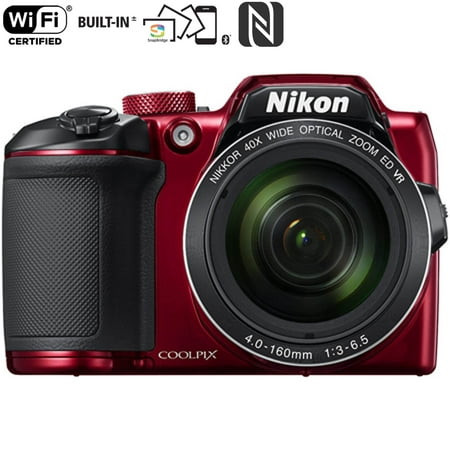 Nikon COOLPIX B500 16MP 40x Optical Zoom Digital Camera with wifi - Red (Certified Refurbished)