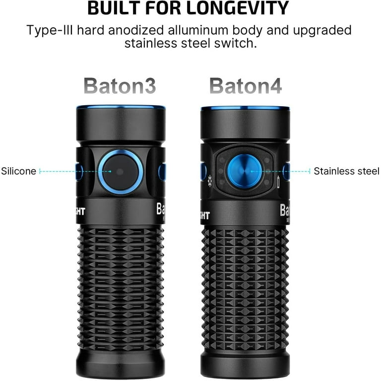 OLIGHT Baton 4 Rechargeable EDC Flashlight, LED Light 1300 Lumens