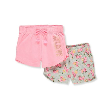 

One Step Up Girls 2-Pack Believe Shorts Set Outfit - pink 2t (Toddler)