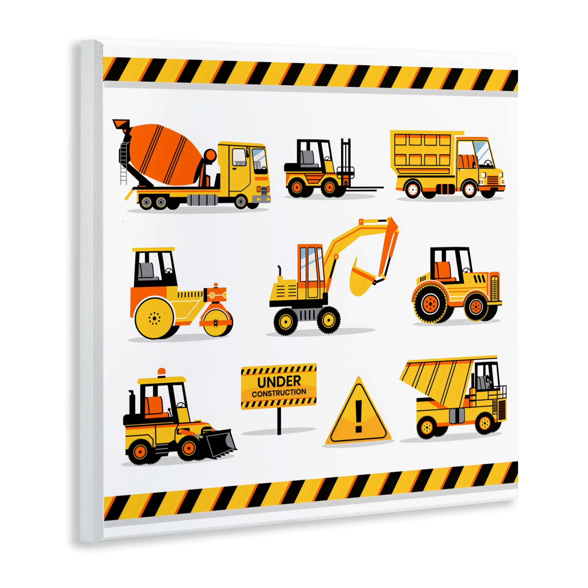 Stupell Industries Construction Vehicles with Warning Wall Plaque Art, design by Creative Studio