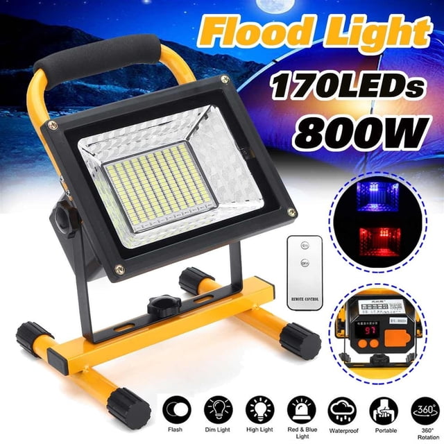 500/800/900W LED Portable Rechargeable Floodlight Waterproof Spotlight Battery Powered Searchlight Outdoor Work Lamp Camping ,Powerful Illumination