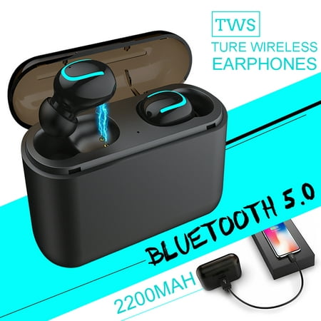 True Wireless Earbuds, TWS bluebooth 5.0 Wireless Sport Headphones Auto Pairing Headset with 2200mah Charging