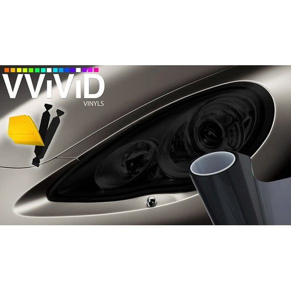 VViViD Extra-Wide Headlight Taillight Vinyl Wet Tint Wrap 16 Inch x 48 Inch Roll Including 3M Blue Squeegee & 2X Black