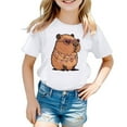 thumbnail image 2 of Suilloe Toddler Girls T-Shirt Short Sleeve Capybara Print Round Neck Tee Kids Girls Daily Wear School Outdoor Play Comfortable T-Shirts,8 -10 Years, 2 of 4