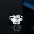 thumbnail image 4 of 4 Carat Emerald Cut Moissanite Ring Three Stone Engagement Ring for Women 925 Sterling Silver Wedding Rings D Color VVS1 Clarity Diamond Rings for Women, 4 of 7