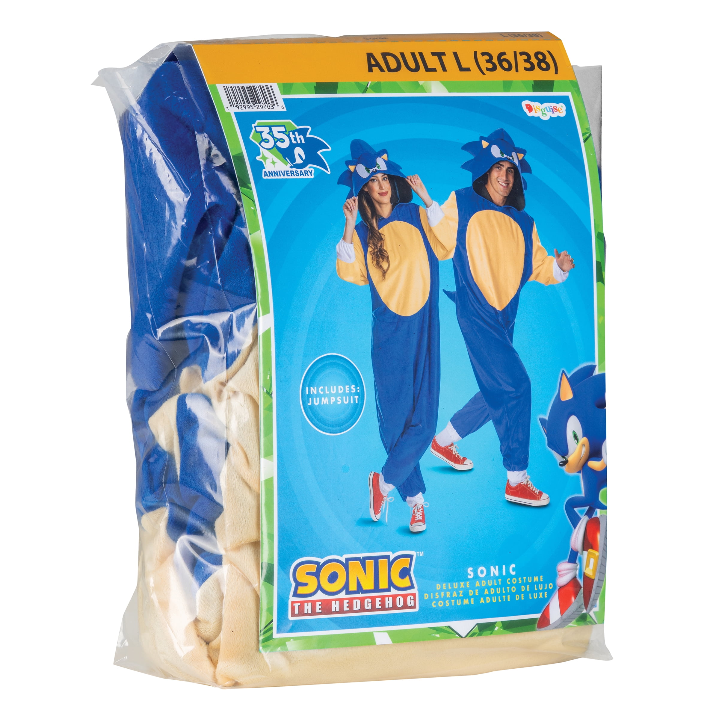 Sega Sonic The Hedgehog Sonic Halloween Costume for Adults, Mens Size L (36/38), by Disguise