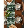 thumbnail image 5 of Table Runner Dresser Scarf 18 x 72 Inch Abstract Sage Green Gradient Waves Beach Lines Table Runners Non-Slip Heat Kitchen Dining Table Decor for Indoor Outdoor Home Party Decoration, 5 of 7