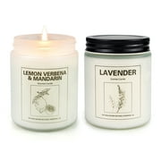 Scented Candle, Aromatherapy Soy Candle for Home, Women Gift with Strongly Fragrance Scent Oils Jar Candles, Lavender & Lemon Verbena - 2 Pack