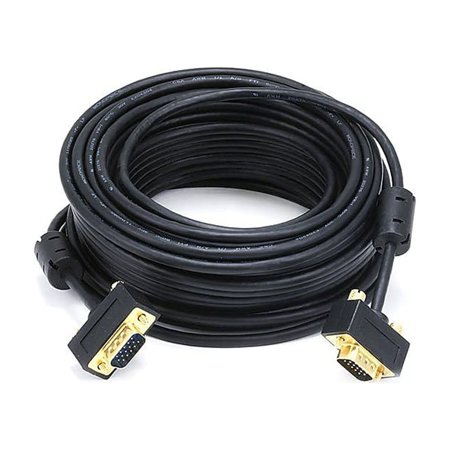 UPC: 0844660063650 | Monoprice 50  Ultra Slim Super VGA Male to Male 30 to 32AWG Monitor Cable With Ferrites Black 106365