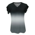 thumbnail image 6 of HAPIMO Womens Summer Tops Gradient Color Teen Grils Fashion Clothes Short Sleeve V-Neck Tee Shirt Casual Comfy Pullover Tops Shirts for Women Black S, 6 of 6
