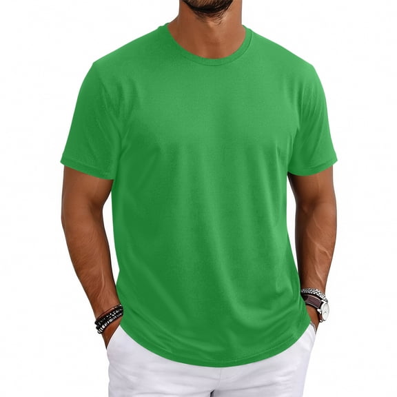 Mens Shirts Ultra Soft Plain Tshirts for Men Cooling Crew Neck Casual Basic Tee Shirt Undershirt Green XL